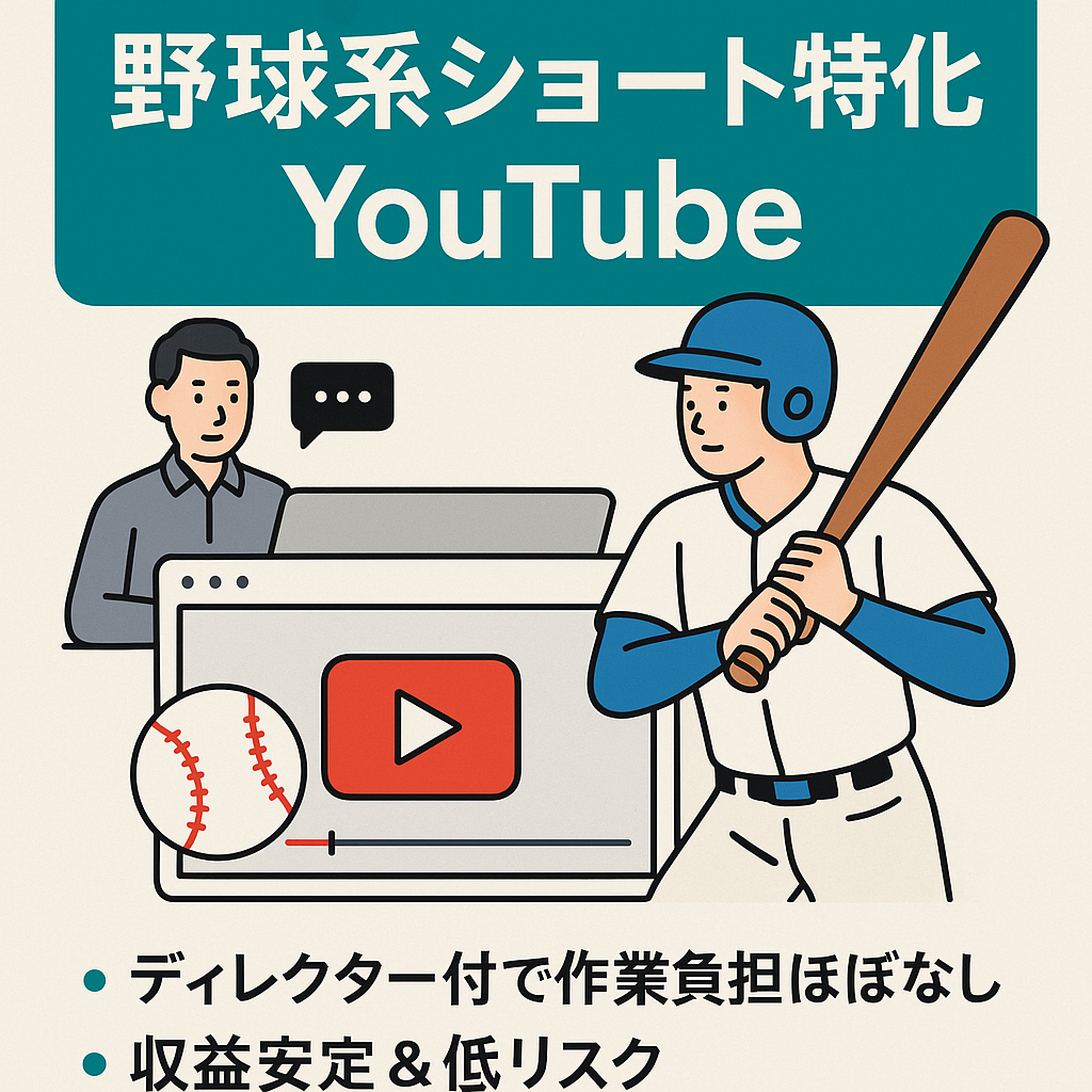【ディレクター付/収益安定】野球系ショート特化YouTube