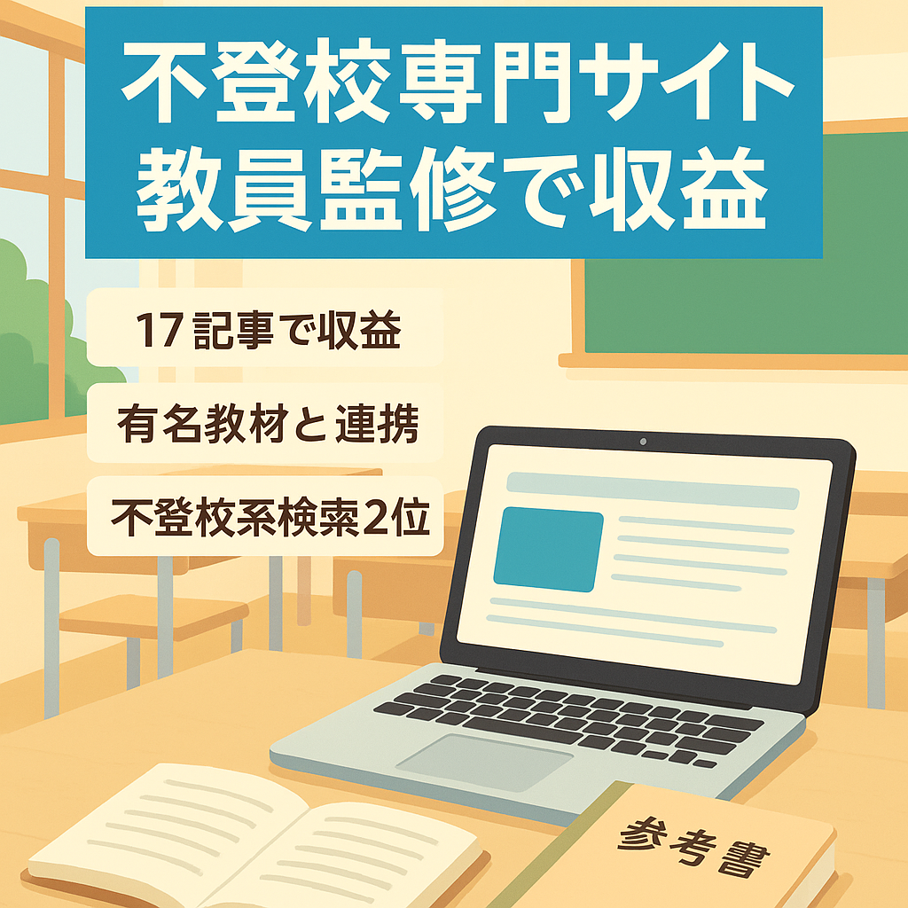 【少ない記事数でも収益発生中！】現役教員監修の不登校専門サイト