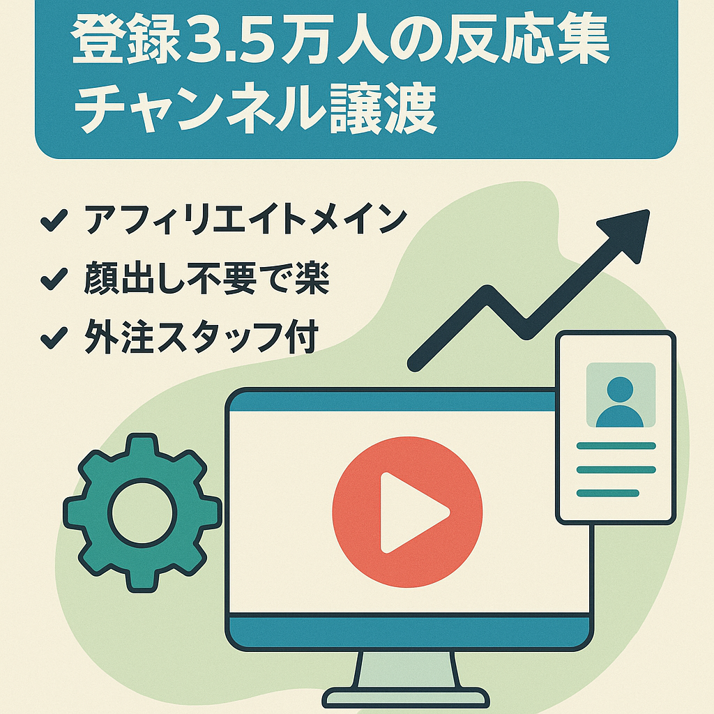 【早いもの勝ち】登録者数約3.5万人！フル外注運用反応集チャンネルの譲渡【アフィリエイトメイン】