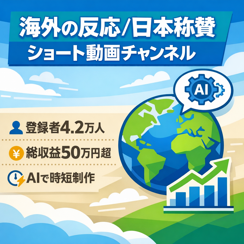 【非属人】AI使用！｜登録者4.2万人！総収益50万円↑｜海外の反応＆日本称賛系ショートch