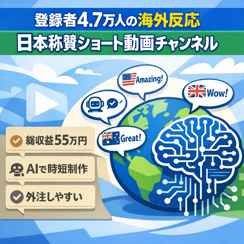 【非属人】AI使用！｜登録者4.7万人！総収益55万円↑｜海外の反応＆日本称賛系ショートch