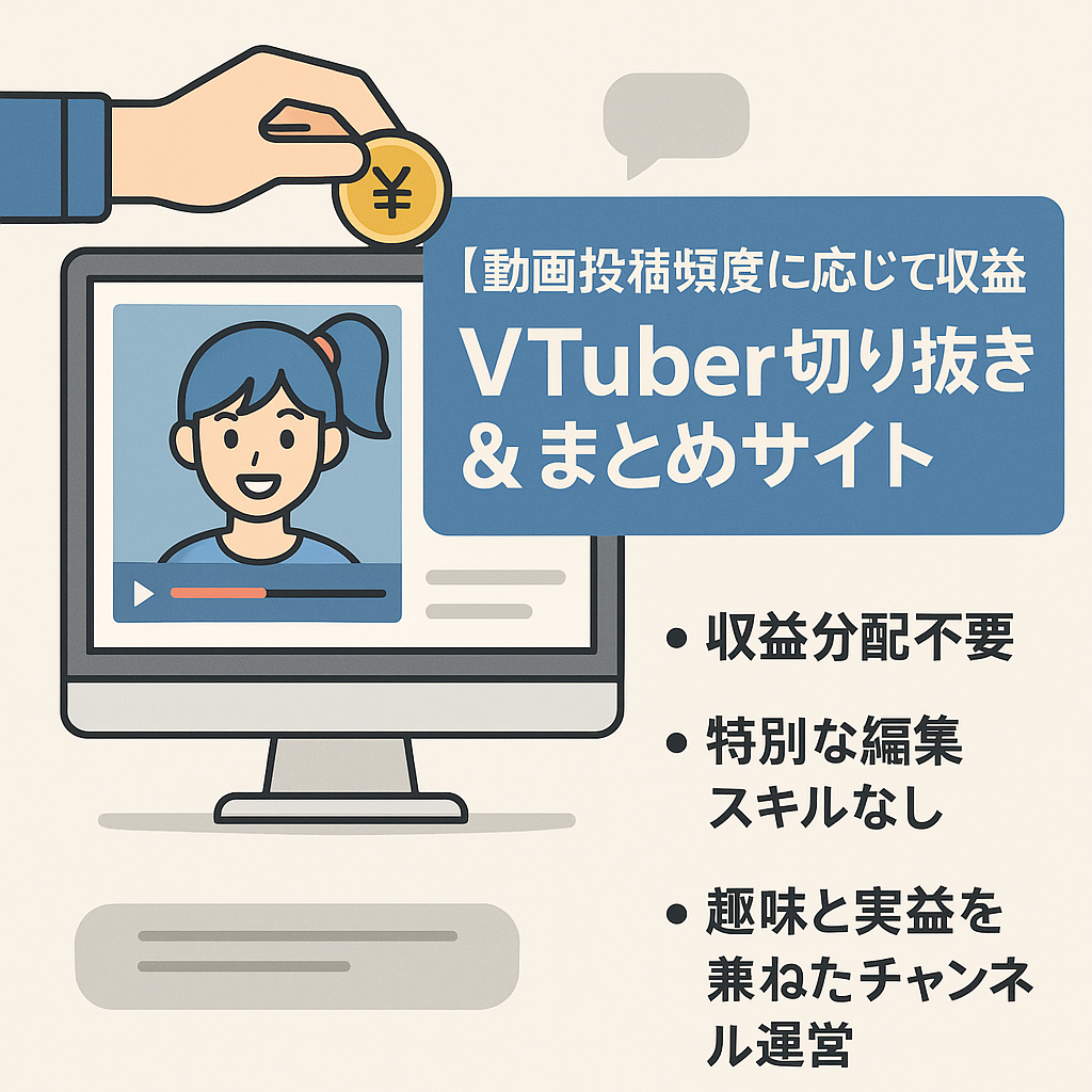 【動画投稿頻度に応じて収益比例】大手Vtuber切り抜き＆まとめサイト