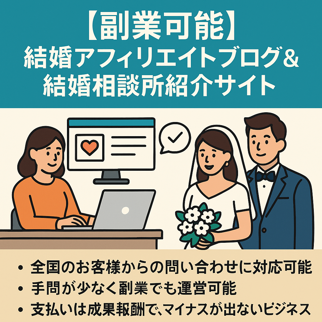 【副業可能】結婚アフィリエイトブログ＆結婚相談所紹介サイト