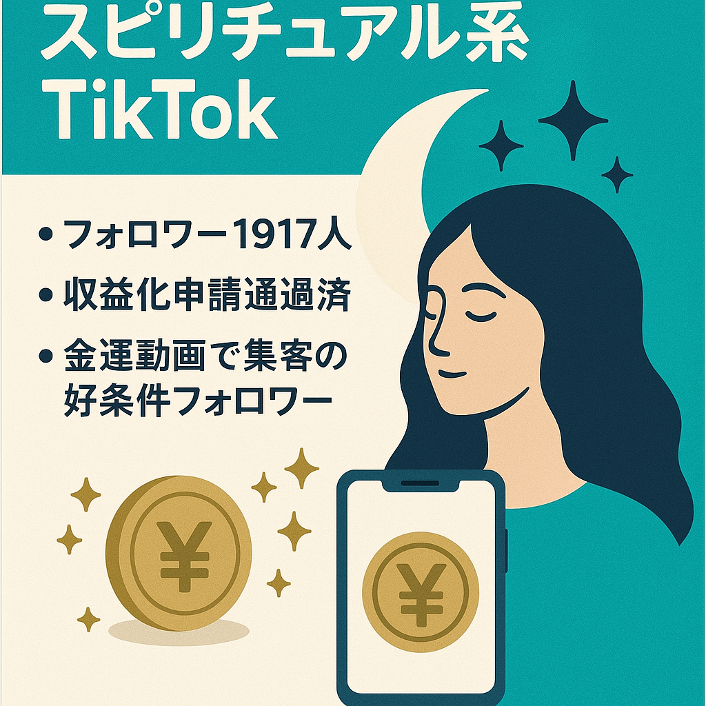 フォロワー1917名】TikTok収益申請通過済みスピリチュアル系アカウント