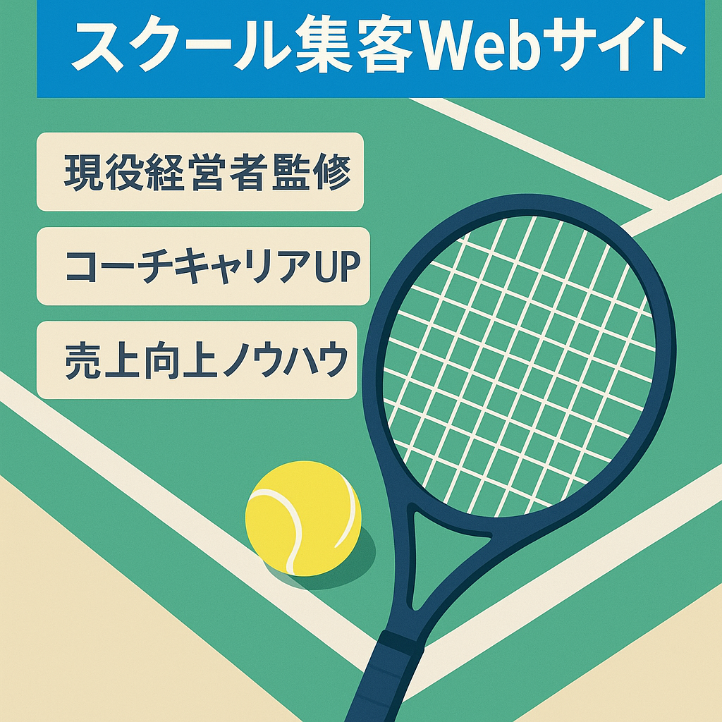 【現役テニススクール経営者監修】テニスコーチの転職・収入アップとテニススクールの集客・経営に特化したWebサイト