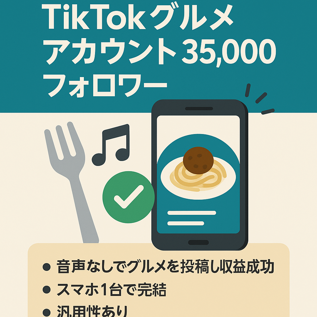 【収益あり】TikTokグルメアカウント35,000フォロワー