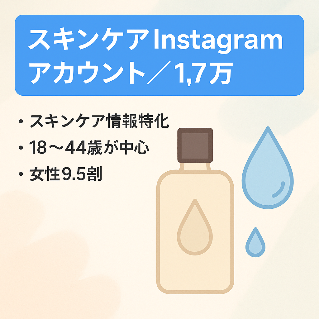 【フォロワー1.7万人】スキンケア系情報メディアのInstagramアカウント（リポスト運用）