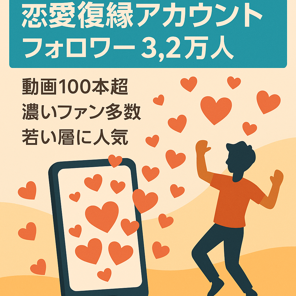 TikTokフォロワー32000人　恋愛　復縁　コアなファンが結構付いてます。