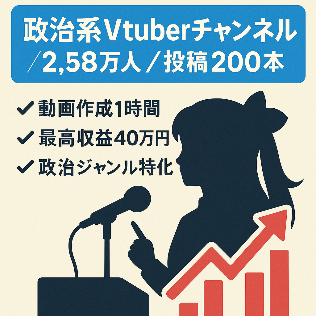 【政治系Vtuberチャンネル】登録者2.58万人、投稿200本以上