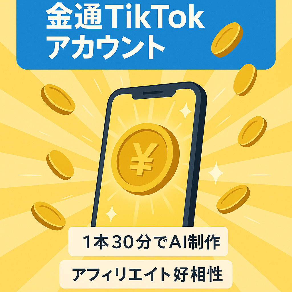 【TikTokフォロワー1.7万以上】金運アップ系のアカウント(属人性なし)アフィリ、コンテンツ販売に最適