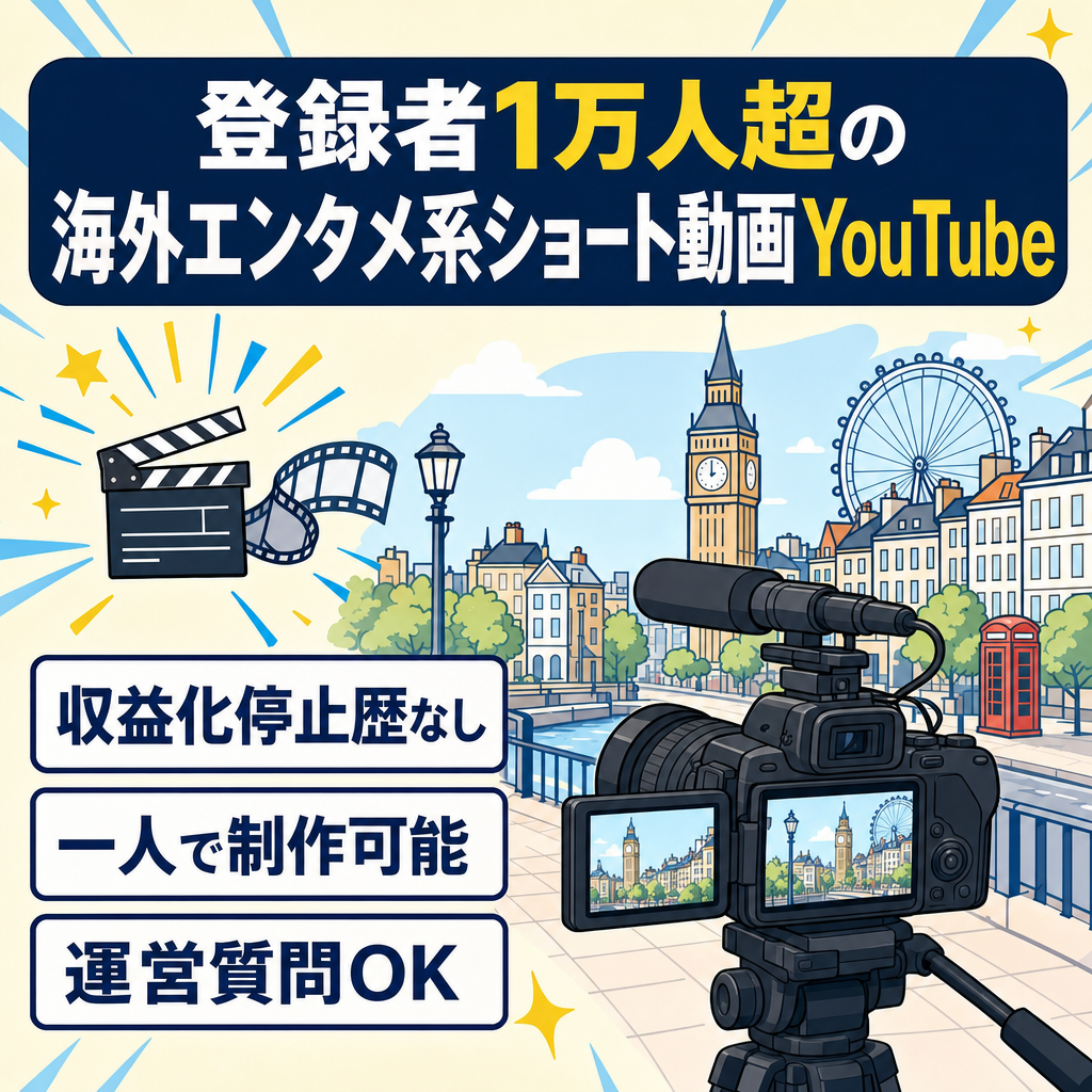切り抜き：【登録者1万人↑】海外ショート動画のエンタメ系YouTube【即譲渡可能】【交渉歓迎】