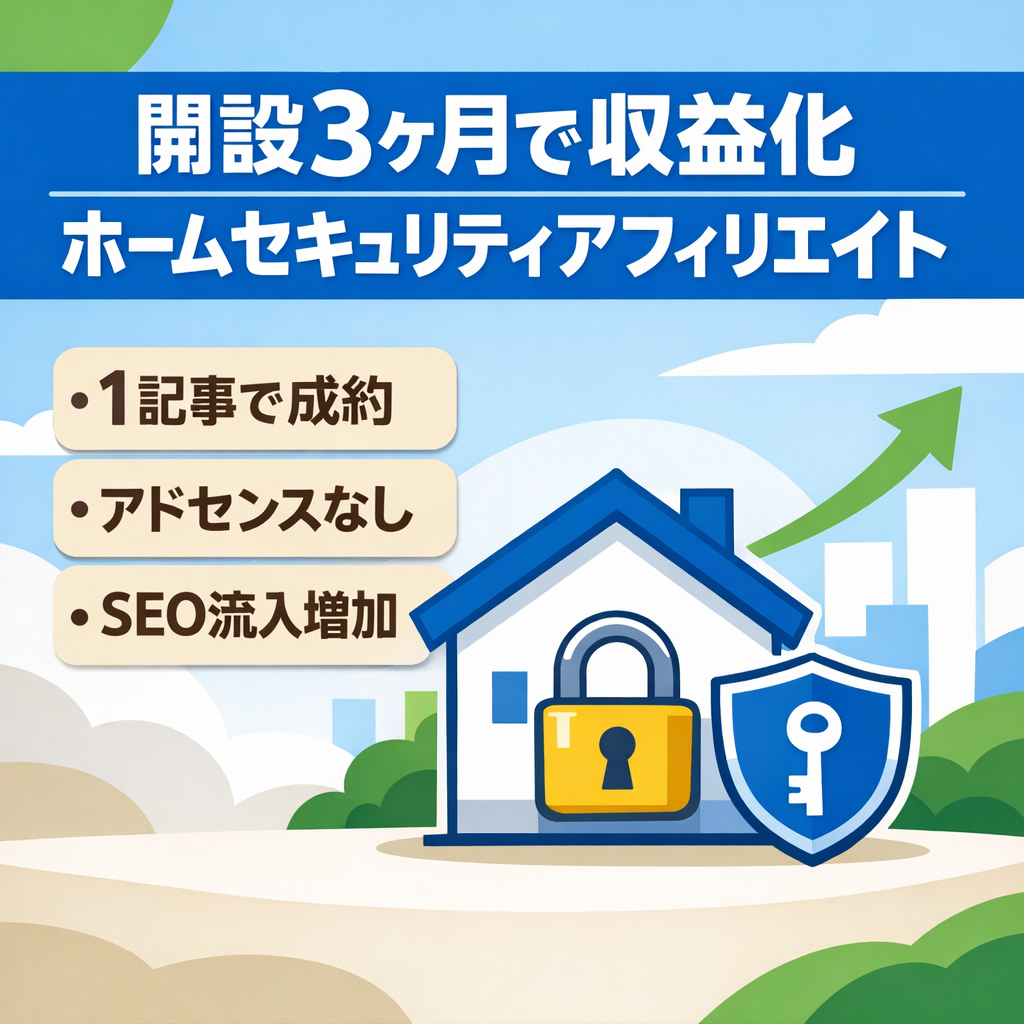 【開設3ヶ月で収益化】ホームセキュリティのアフィリエイトサイト
