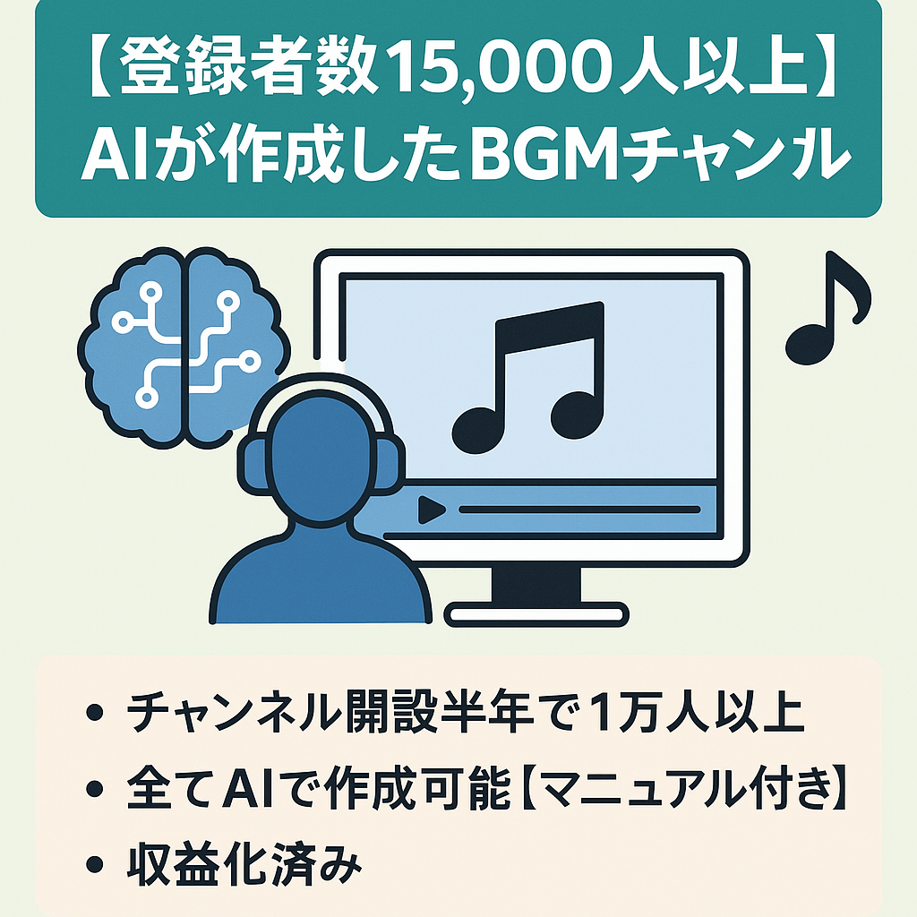 【登録者数1万5千人以上】AIを利用して作成したBGMを投稿するチャンネル【収益化済み】