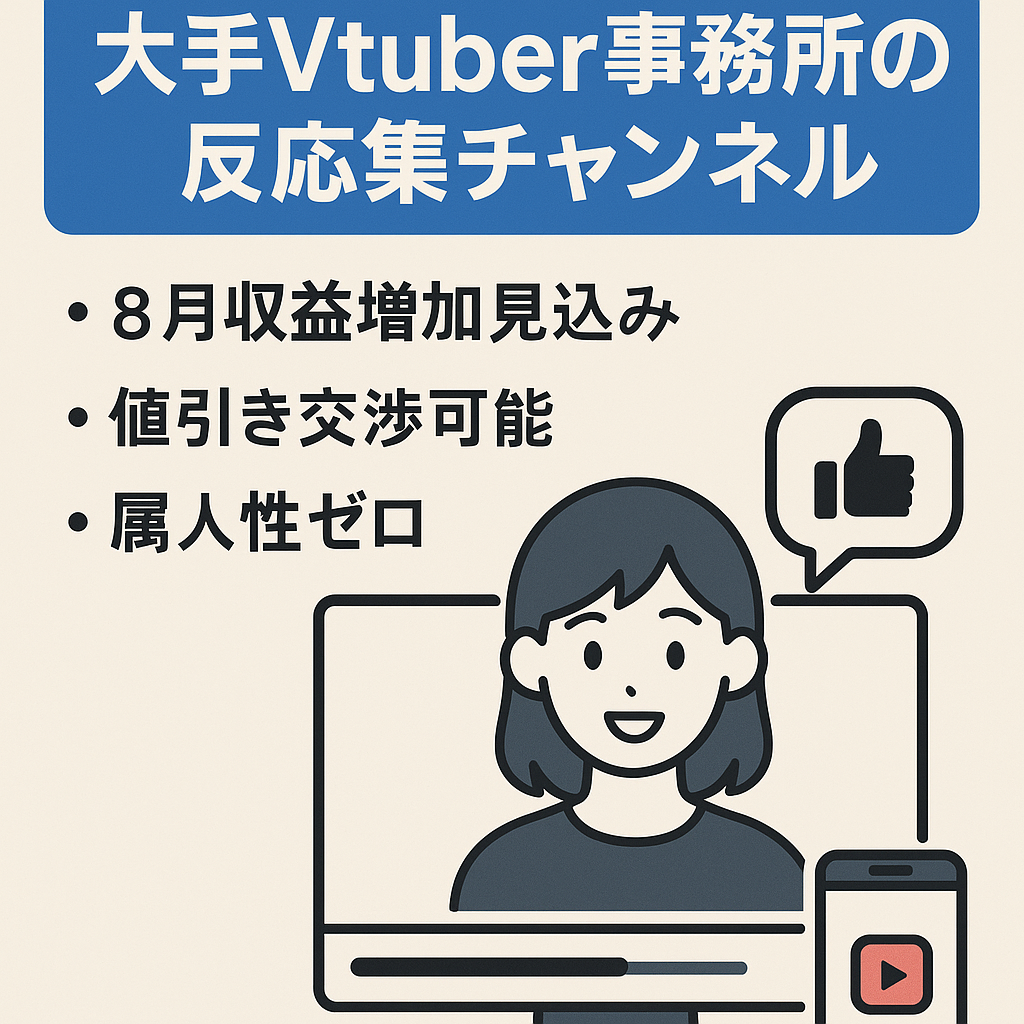 【8月収益増加見込み】大手Vtuber事務所の反応集チャンネル【ショート動画も伸びてます】