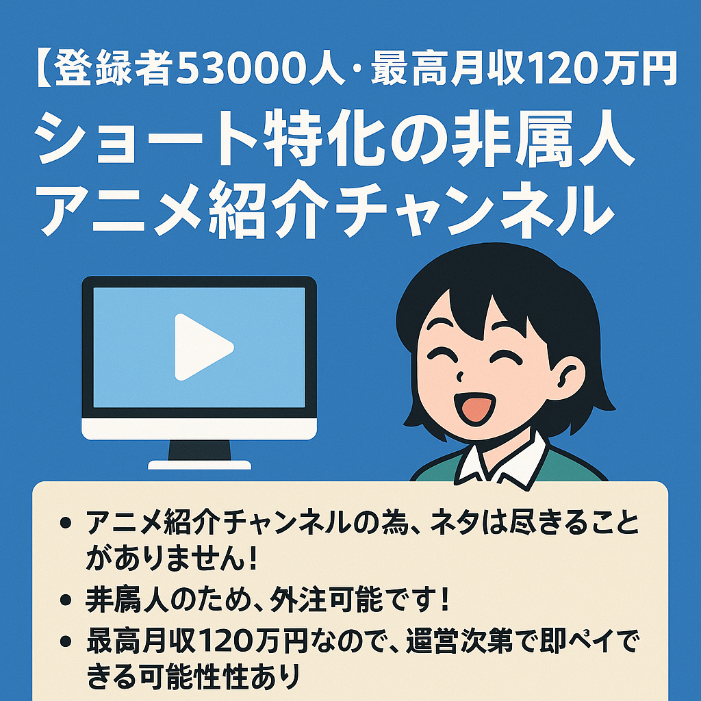 【登録者53000人・最高月収120万円】ショート特化の非属人アニメ紹介チャンネルです！【収益上昇中】