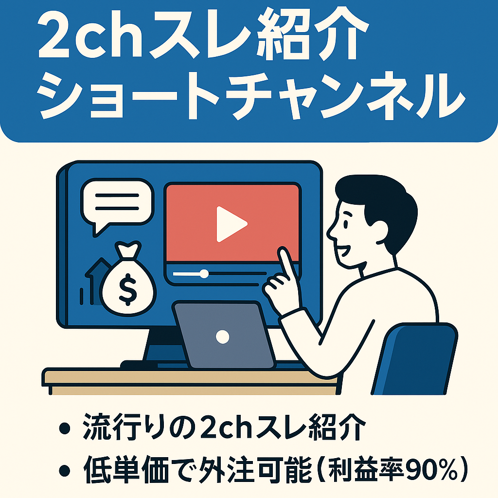 【最高利益48万円】2chスレ紹介ショートチャンネル【利益率90%】【非属人】