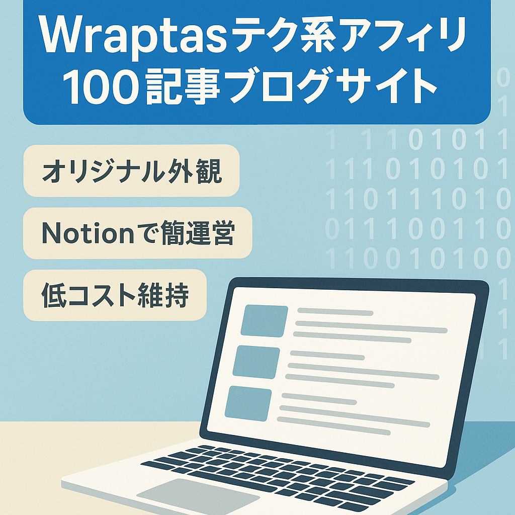 【Wraptas】記事数100以上。Notionで編集可能なテクノロジー寄りの雑記アフィリエイトブログサイト