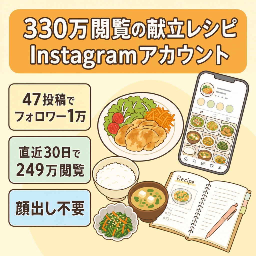 【フォロワー1.1万人】PV330万閲覧の献立・レシピ系Instagramアカウント