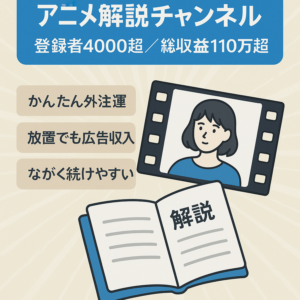 【早い者勝ち】アニメのゆっくり解説チャンネル【登録者数4000人超・総収益110万円以上】