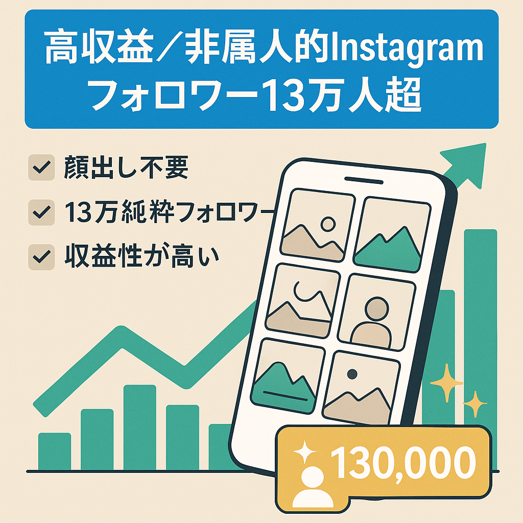 【高収益】非属人的Instagramアカウント【純粋フォロワー13万人以上】