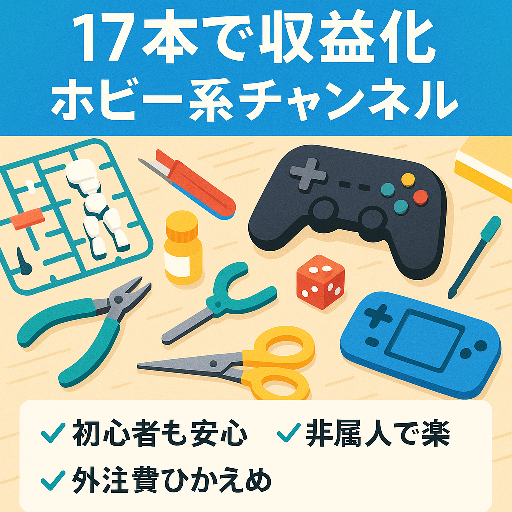 17本で収益化！初心者でも運用しやすいホビー系チャンネル！非属人で外注費が安い！マニュアルあり