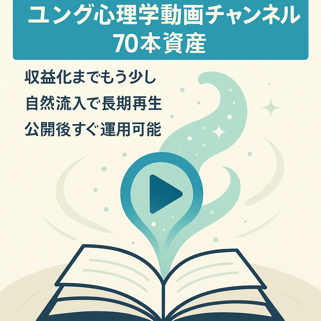 【収益化目前】ユング系心理学ショート×ロング／動画70本／自然流入強めチャンネル