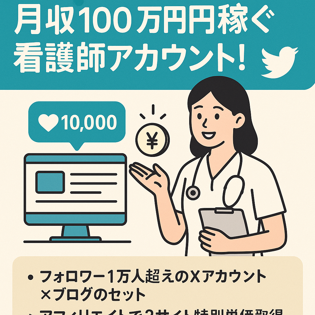 X（Twitter）フォロワー1万人超え！月収100万円稼ぐ看護師アカウント！