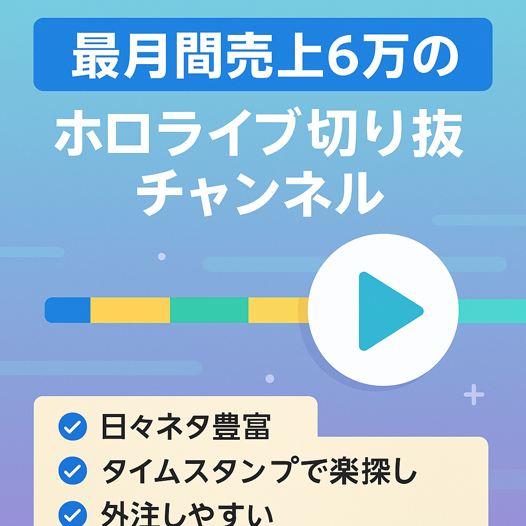 【最月間売り上げ6万】チャンネル登録者1800人越えホロライブ切り抜きチャンネル