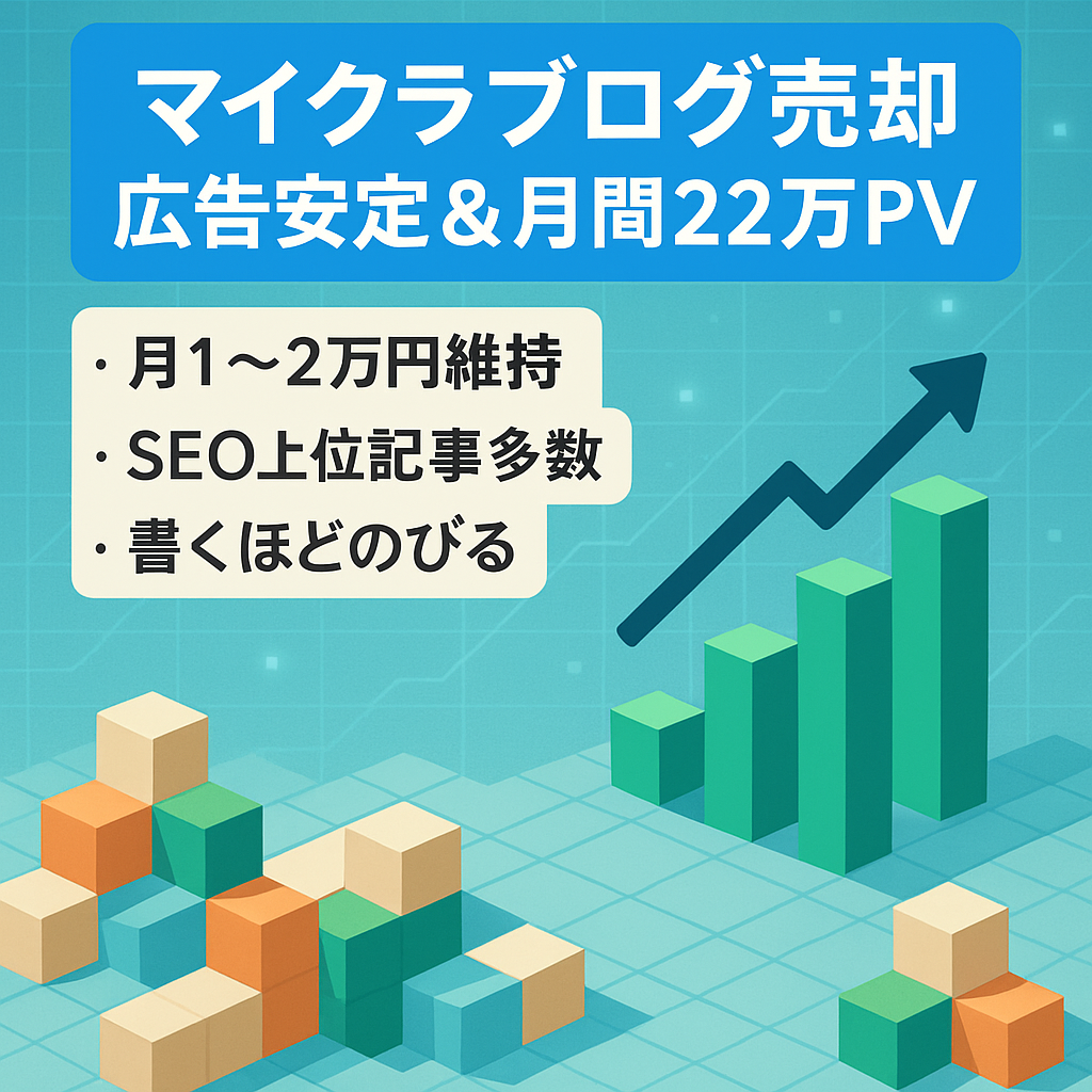【最終値下げ】Googleアドセンス月収1～2万円安定！SEOで集客できているマイクラブログ【最高月間22万PV以上】