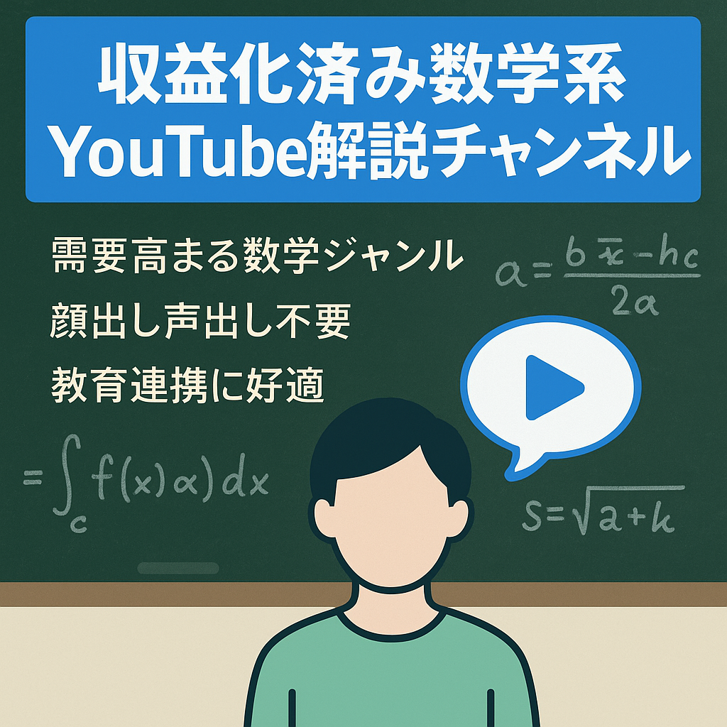 【収益化済み】数学系のYoutubeゆっくり解説チャンネルの譲渡【教育系の人必見！】