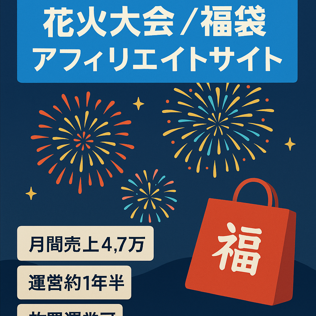 汎用性が高い花火大会と福袋記事がメインのアフィリエイトサイトです。最高月間売上46,938円(グーグルアドセンス)