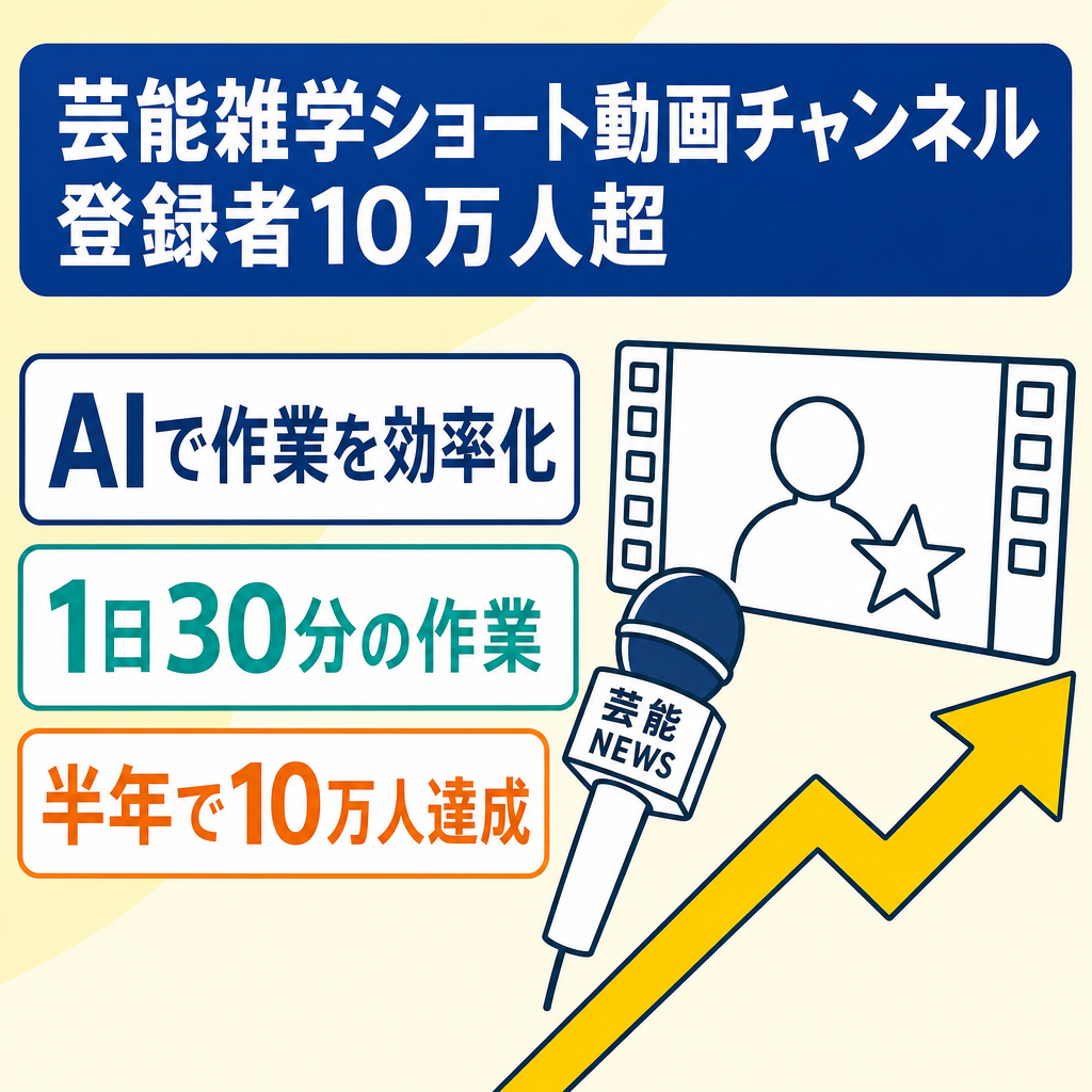 【1日30分の作業で月20～30万円】芸能雑学ショート専門ch※登録者10万人超え