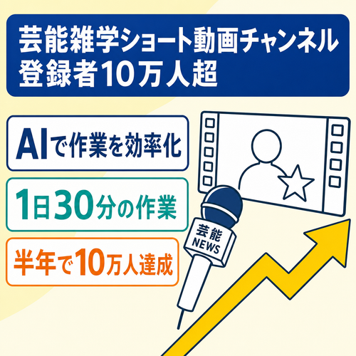 【1日30分の作業で月20～30万円】芸能雑学ショート専門ch※登録者10万人超え