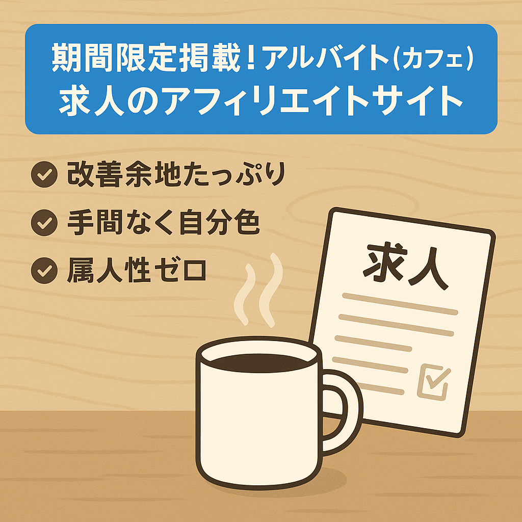 期間限定掲載！アルバイト（カフェ）求人のアフィリエイトサイト