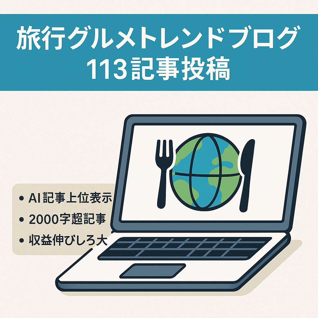 【最終値下げ】113記事投稿/上位表示記事あり◎トレンド・旅行・グルメ・イベント・他ジャンルで書きやすいブログです♪