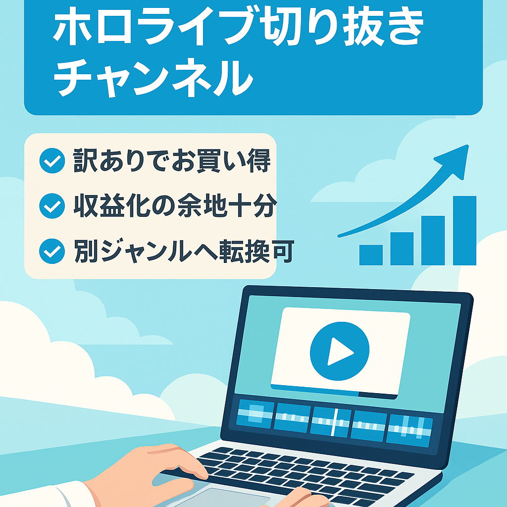 訳あり：登録者：2,530人/収益見込める「ホロライブの切り抜きYouTubeチャンネル」
