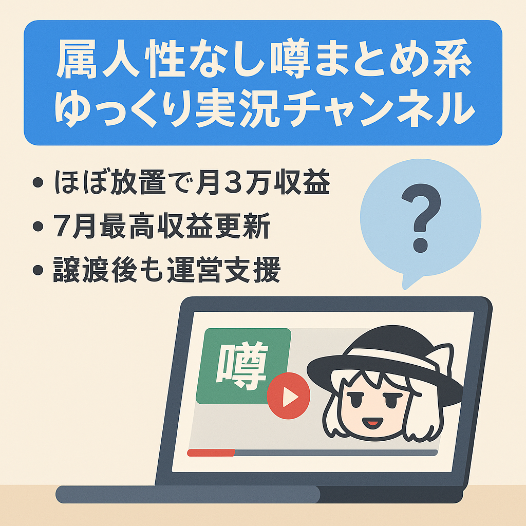 【属人生無し・1年以上放置で収益発生中】噂系やまとめ系ゆっくり実況チャンネル