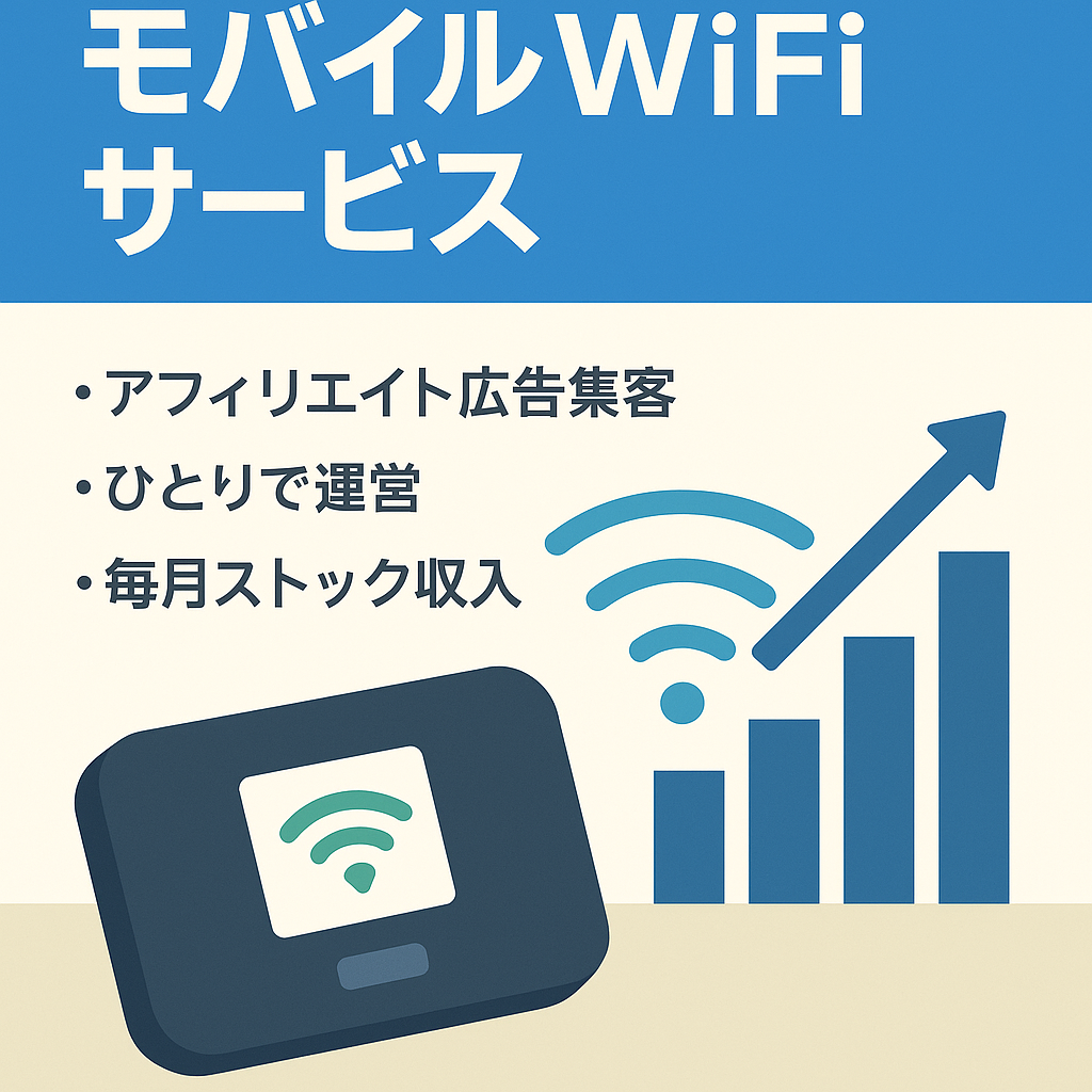 【継続率90％以上】アフィリエイト広告で集客、ワンオペでできるモバイルWiFiサービス