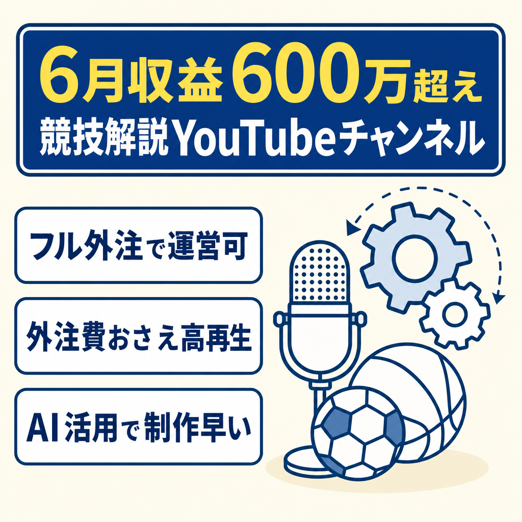 【6月収益600万超え】スポーツ等の解説YouTubeチャンネル【外注運営】