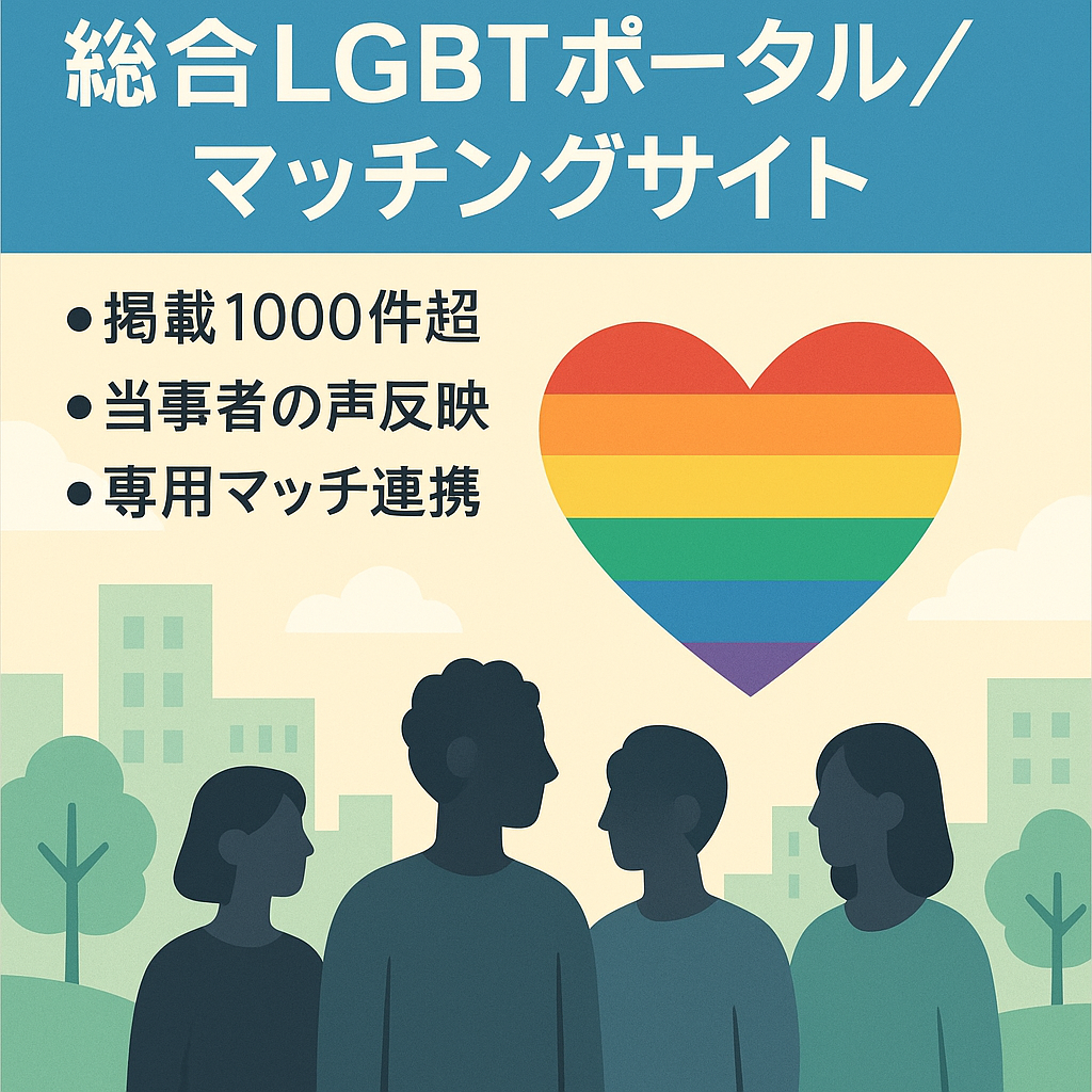 LGBT(セクシャルマイノリティ)に特化した総合ポータルサイト＆マッチングサイト【競合少なくねらい目！企業イメージ等の向上も！】