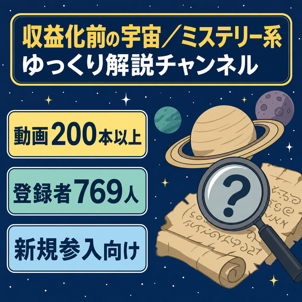 【新規参入に最適・収益化前】宇宙・ミステリー系のゆっくり解説チャンネル