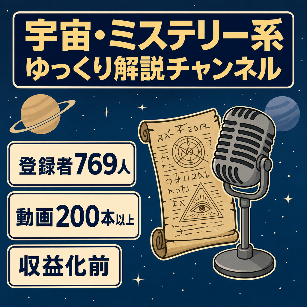 【新規参入に最適・登録者750人超・収益化前】宇宙・ミステリー系のゆっくり解説チャンネル