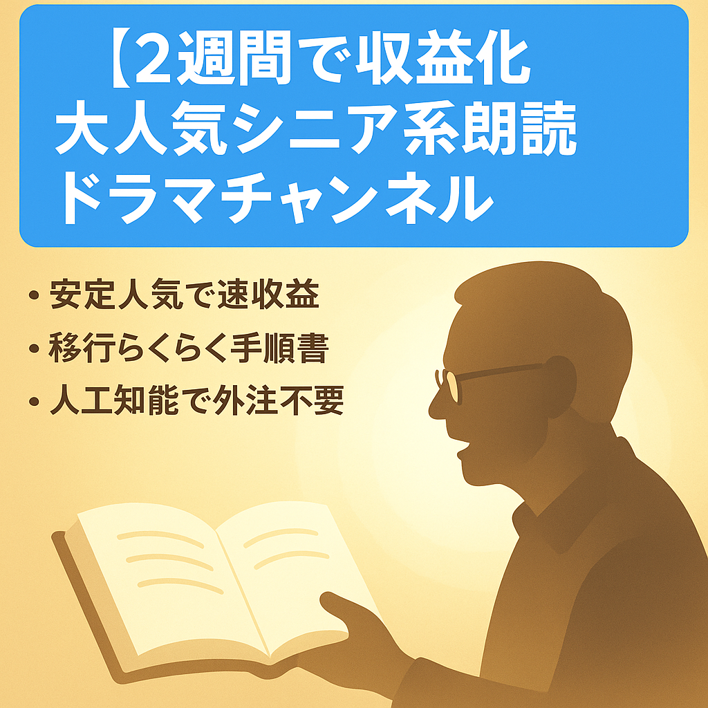【2週間で収益化】大人気の『シニア系朗読ドラマ』チャンネル