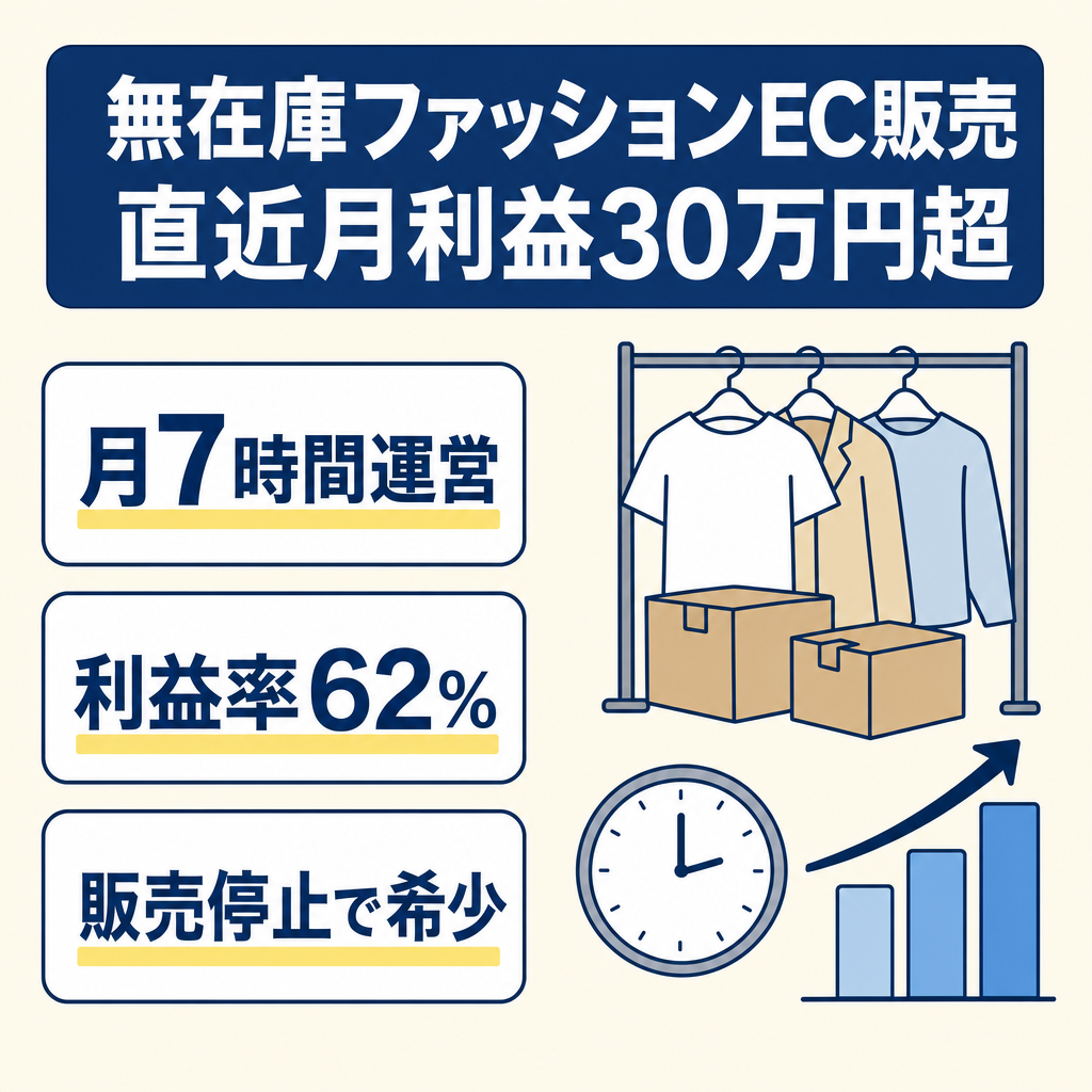 【希少性大 / 直近月利益30万円超 / 無在庫販売】売上右肩上がり！人気ファッションブランドのEC販売