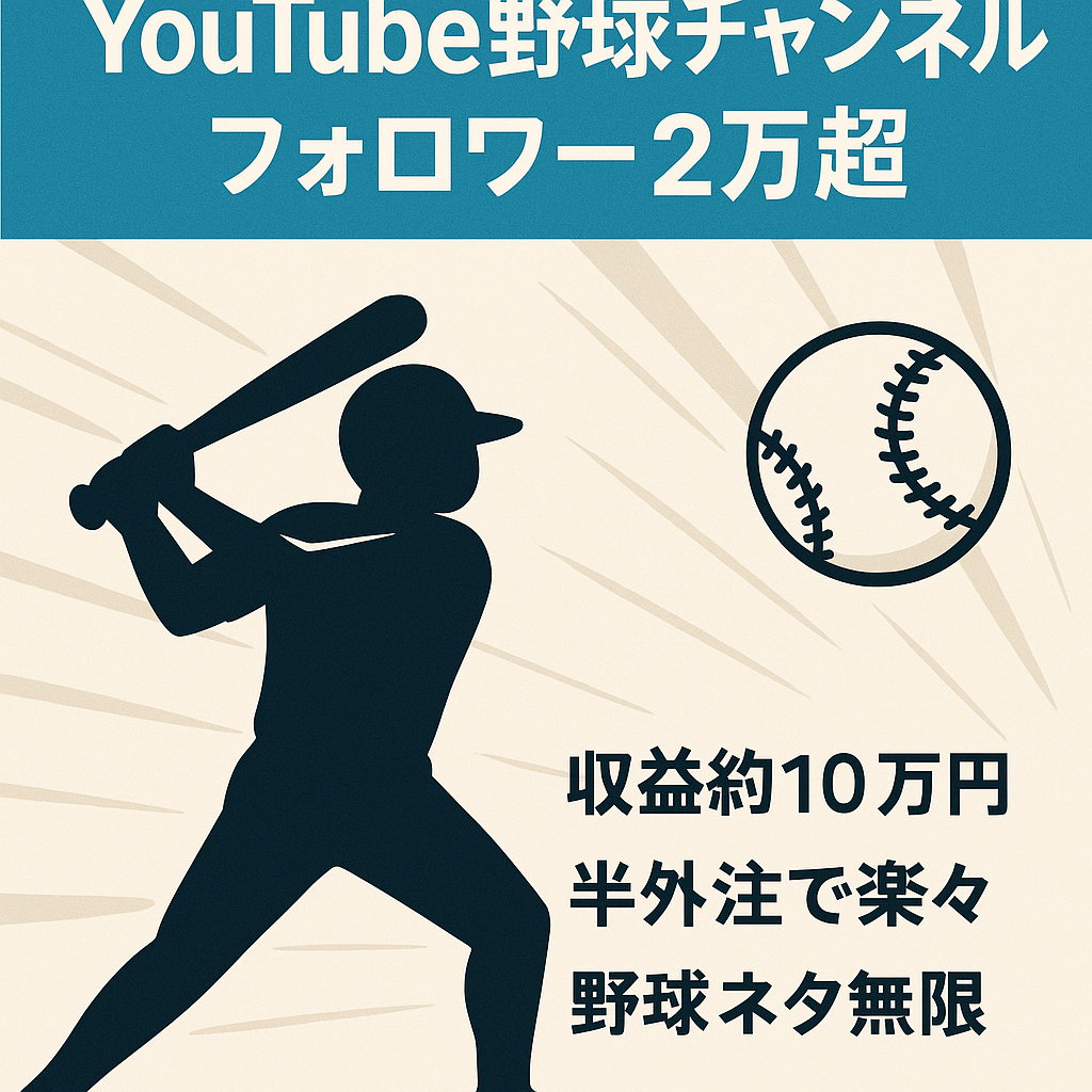 【属人性なし野球チャンネル】フォロワー2万人超えで10万円前後の安定収益！ショート動画中心の半外注運用！