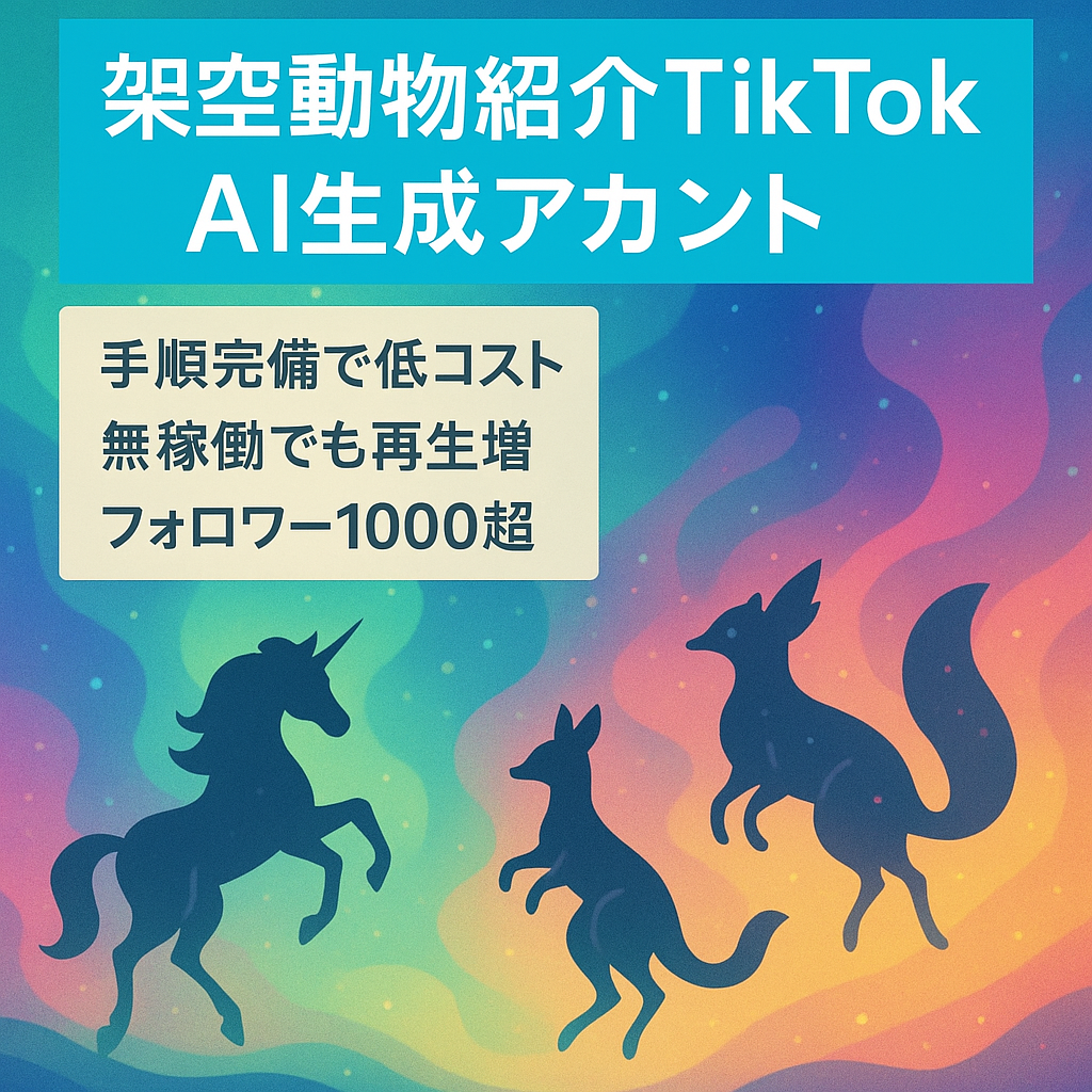 【AI生成で最高95万再生】属人性なしのTikTok×架空の動物紹介アカウント！