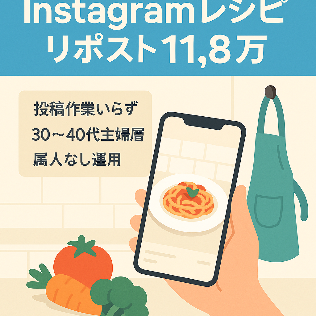 【Instagramフォロワー11.8万人】属人性なし・レシピ系リポストメディア・30代～40代の主婦層がメインのフォロワー
