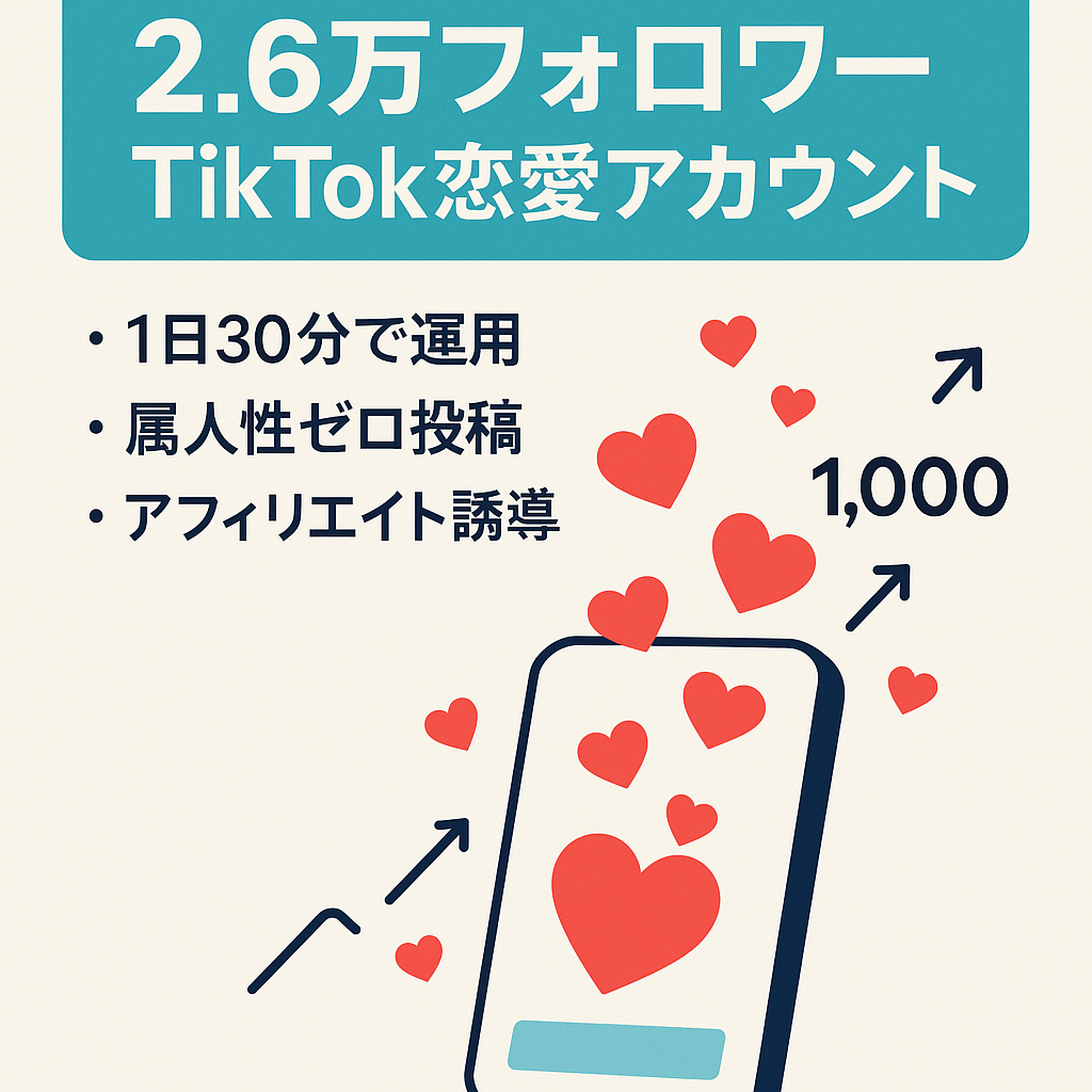 【TikTok2.6万フォロワー】属人性なし！1日30分で伸ばし続ける恋愛アカウント
