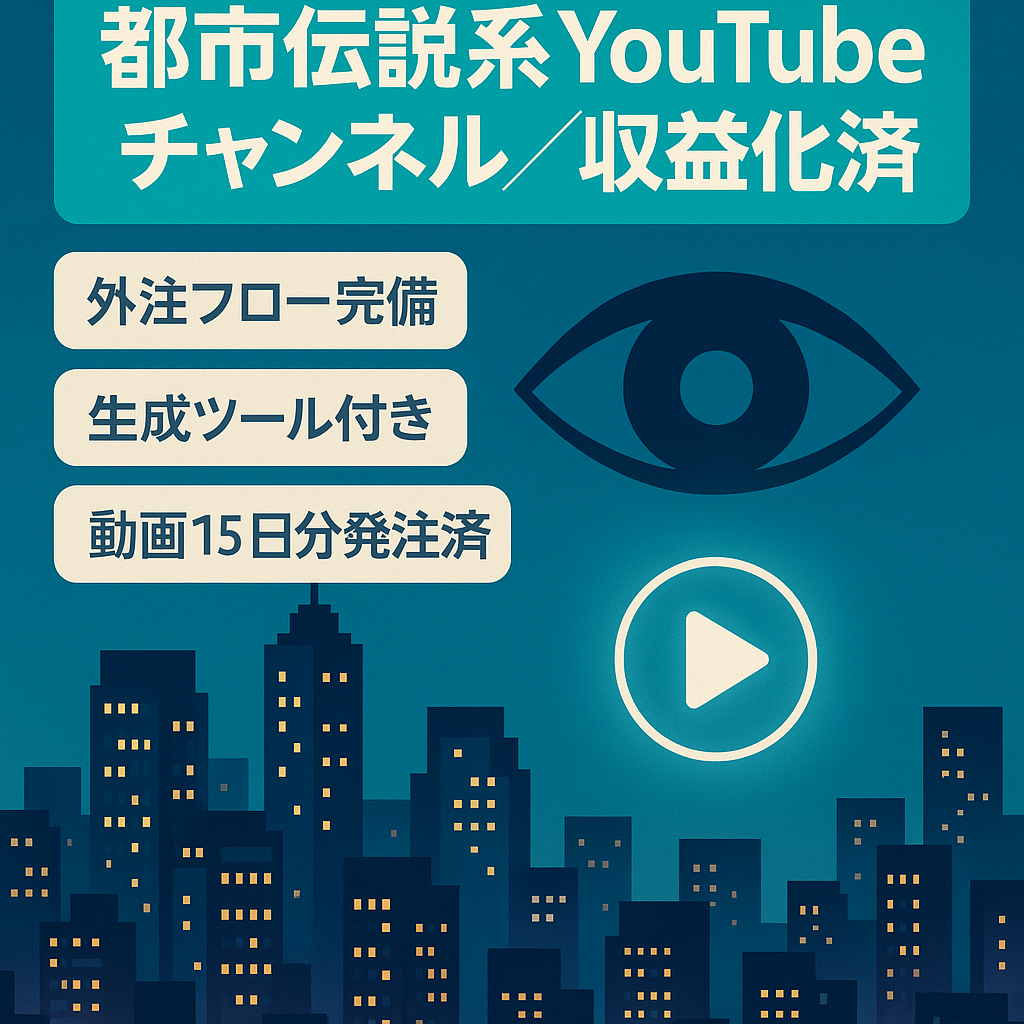 【1/29収益化開始】登録者2350人超・成長中の都市伝説系YouTubeチャンネル。外注体制＆各種マニュアル完備