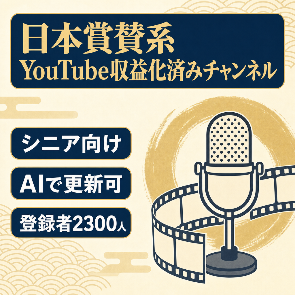日本賞賛系YouTubeチャンネル・収益化済み・チャンネル登録者2300人